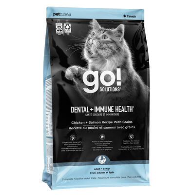 GO! SOLUTIONS, Dental & Immune Health Chicken & Salmon Recipe with Grains - Dry Cat Food