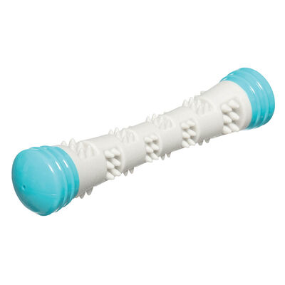 Messy Mutts, Totally Pooched Chew n' Squeak Rubber Stick - Grey/Teal - 12"