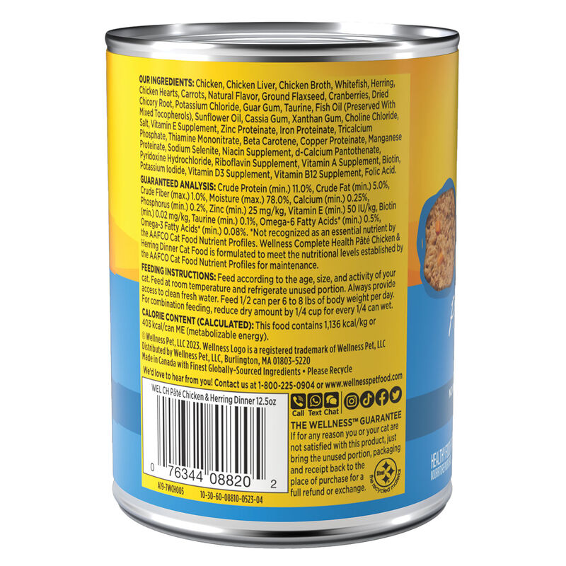 Wellness, Canned Cat Food, Complete Health, Chicken & Herring - Wet Cat Food image number null