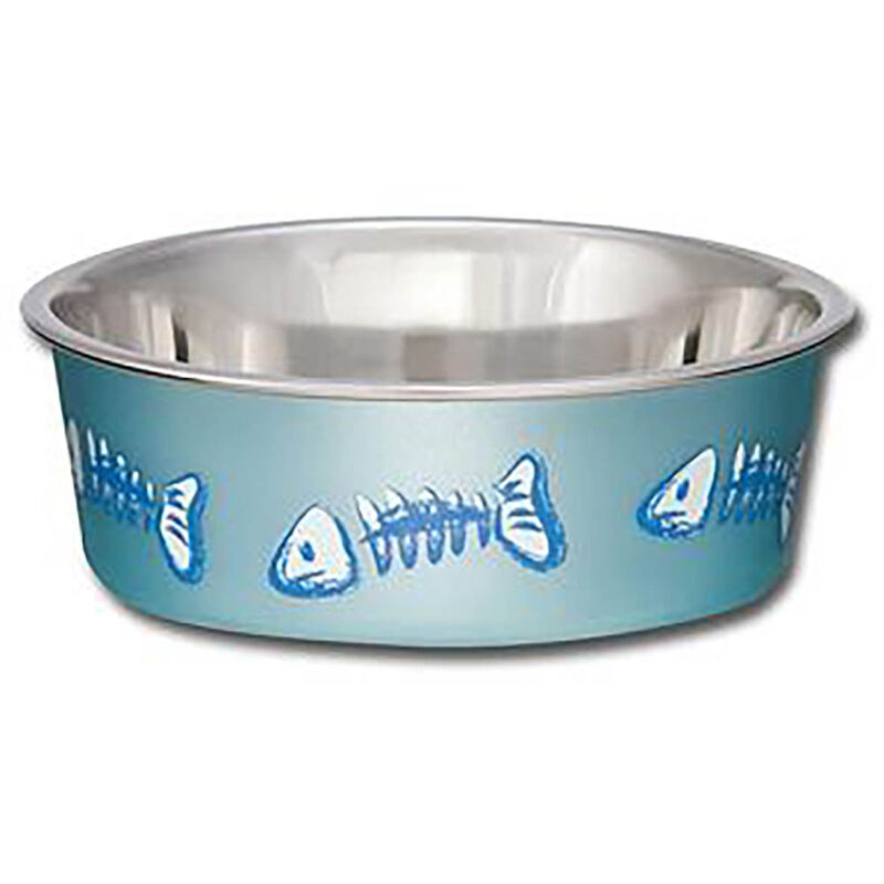 Loving Pet, Cat - Bella Bowl Skeleton Design - Metallic Ocean Blue image number null