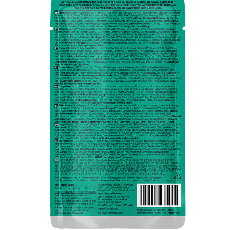 Canine Adult Mini Dog  - Duck with Rice and Vegetable - 150 g Pouch - Wet Dog Food image number null