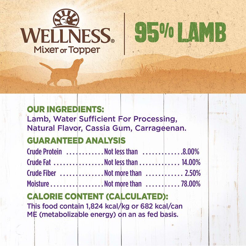 Wellness, Canned Dog Food, Mixers & Toppers, 95% Lamb - 13 oz - Wet Dog Food image number null