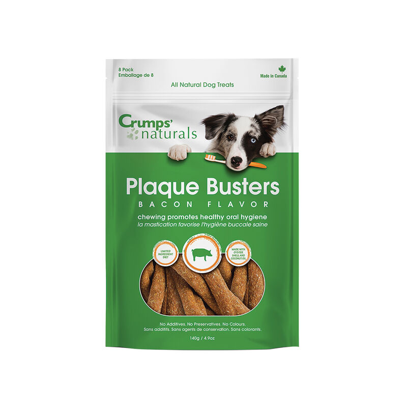 Crumps' Naturals, Bacon Style Plaque Busters - 7" - 10pk - Dog Treat image number null
