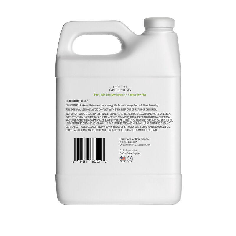 Pro Coat Grooming, 4 in 1 Daily Shampoo - Lavender, Chamomile & Aloe - 1 Gallon image number null