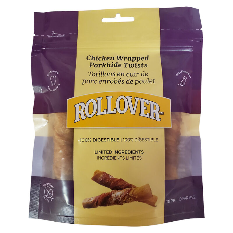 Rollover, Chicken Wrapped Porkhide Twists - 10pk image number null