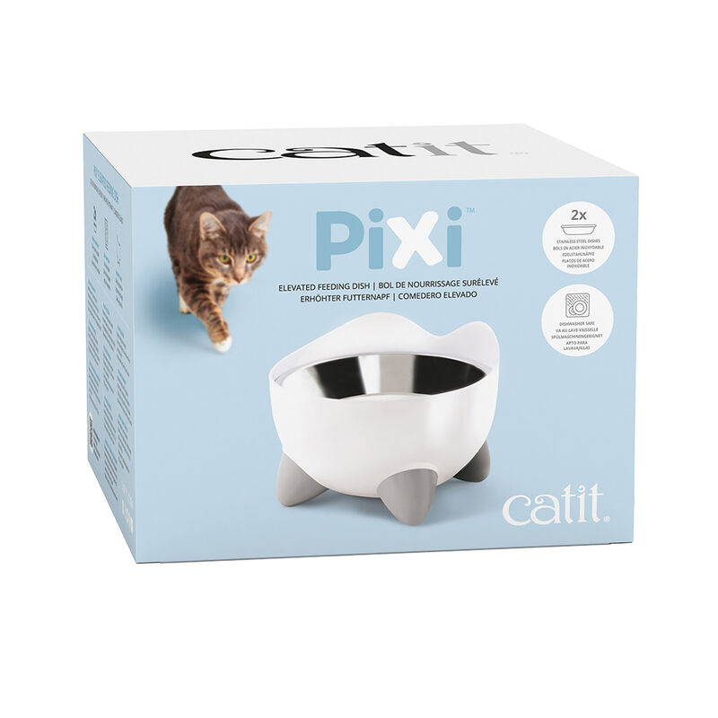 Catit, PIXI Bowl, White with Stainless Steel Dish image number null