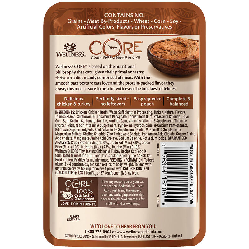 Wellness, Pouch, Feline Adult - Core Tiny Tasters - Chicken & Turkey - 50 g - Wet Cat Food image number null