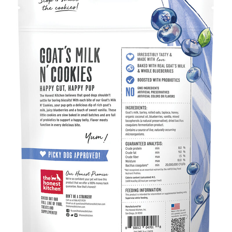 The Honest Kitchen, Goat's Milk & Cookies, Blueberry - Dog Biscuit image number null