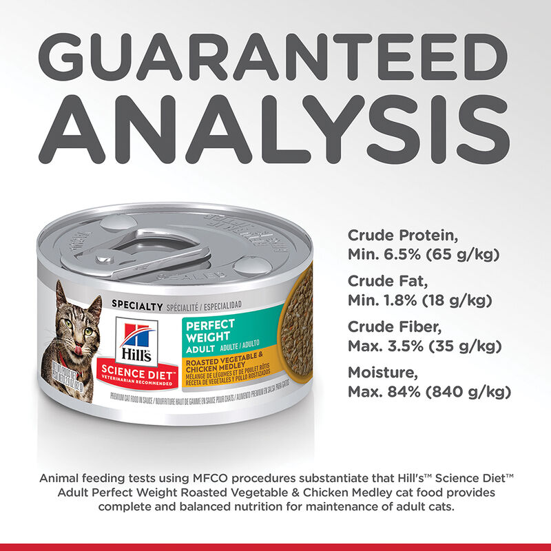 Science Diet, Perfect Weight Roasted Vegetable and Chicken Medley Canned Cat Food for healthy weight image number null
