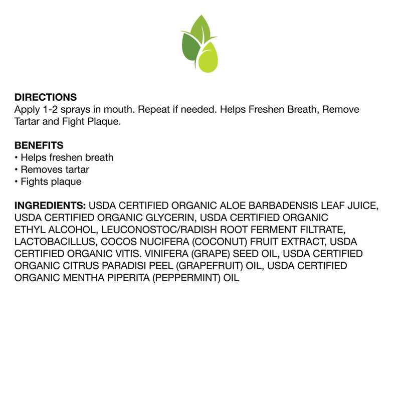 Pure and Natural Pet, Organic Dental Solutions Plaque & Tartar Control Breath Spray - 4 oz image number null