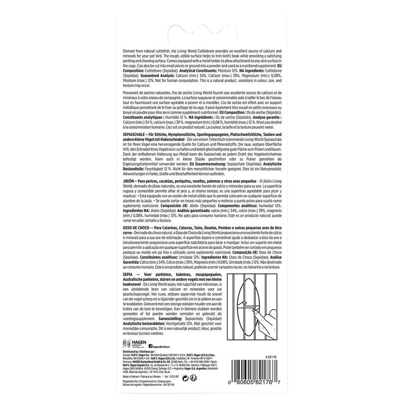 Living World, Cuttlebone with Holder &ndash; Bird Supplement image number null