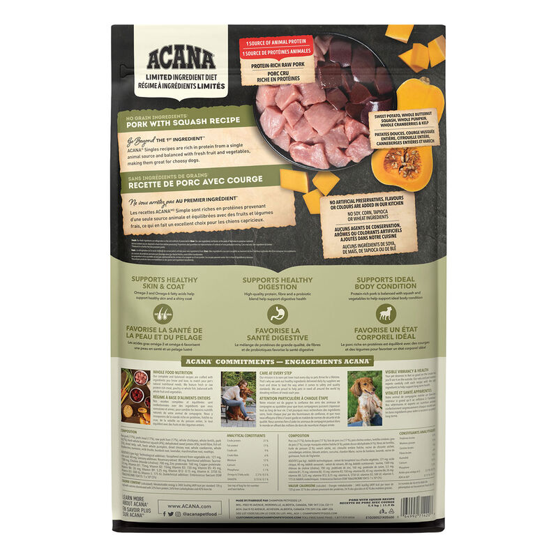 Acana, Adult - Singles Pork & Squash - Dry Dog Food image number null