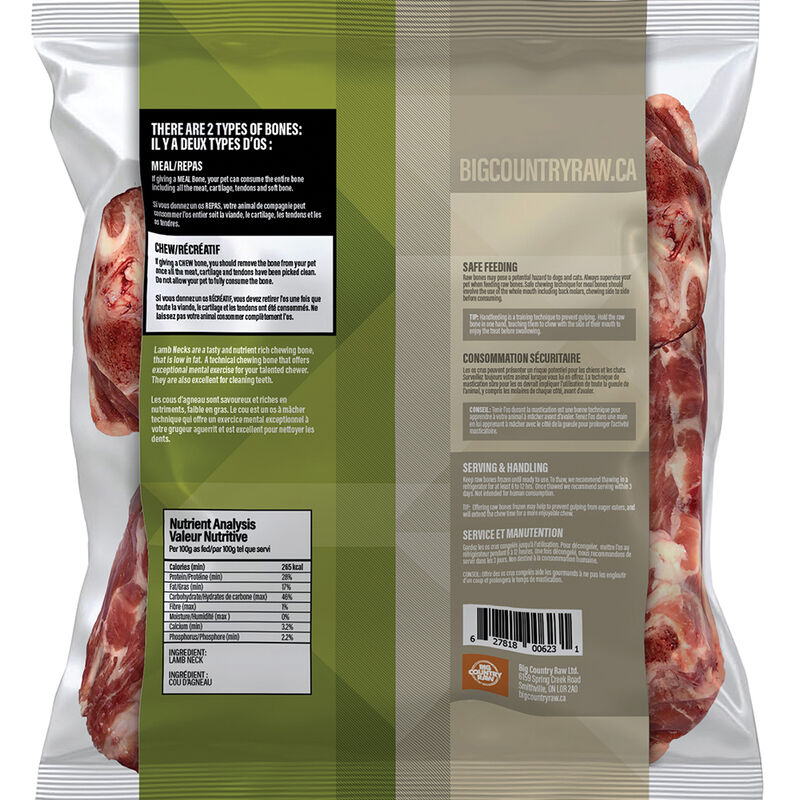 Big Country Raw, Lamb Neck Bone - 2 lb - Frozen Dog Food image number null