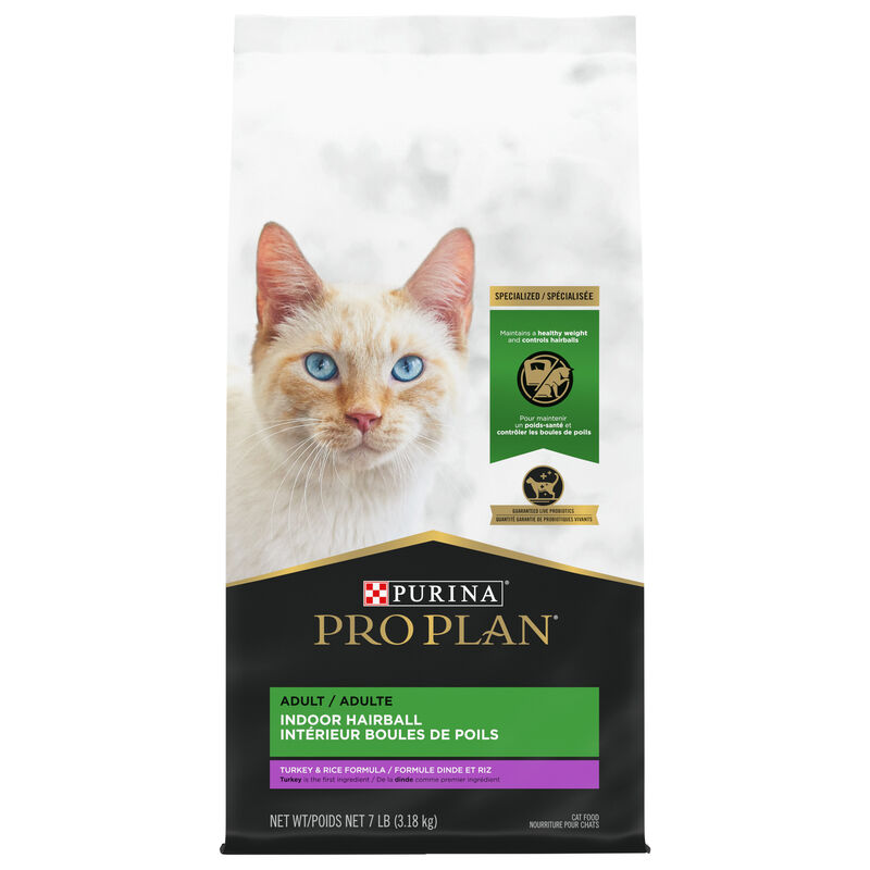 Pro Plan, FelineAdult-SpecIndoorHairball-Turkey&Rice - Dry Cat Food image number null