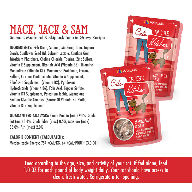 Weruva, Pouch, Feline Adult - Mack, Jack & Sam - 85 g - Shreds - Wet Cat Food image number null