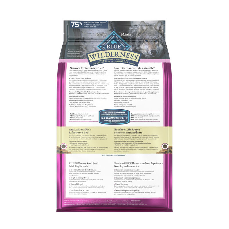 Blue Buffalo, Wilderness with More Meat & Wholesome Grains Small Breed Adult Dog - Chicken - Dry Dog image number null