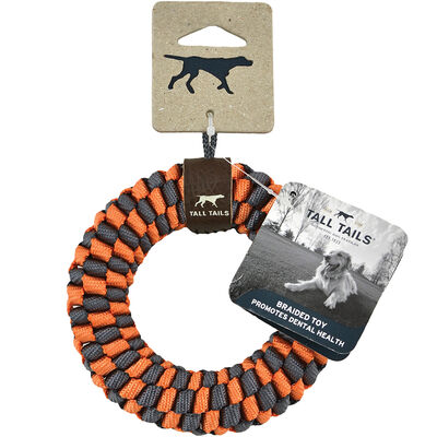 Tall Tails, Braided Ring - Orange & Charcoal - 5" - Tug Dog Toy