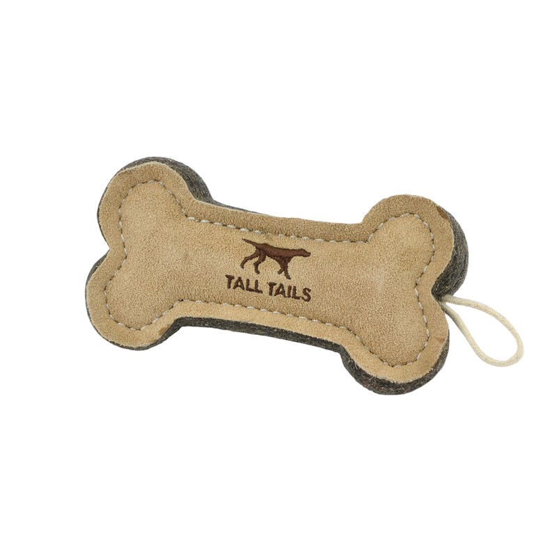 Tall Tails, Leather Wool Bone - 6" - Toss Dog Toy image number null