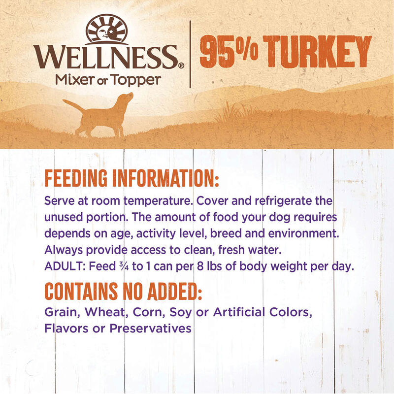 Wellness, Canned Dog Food, Mixers & Toppers, 95% Turkey - 13 oz - Wet Dog Food image number null