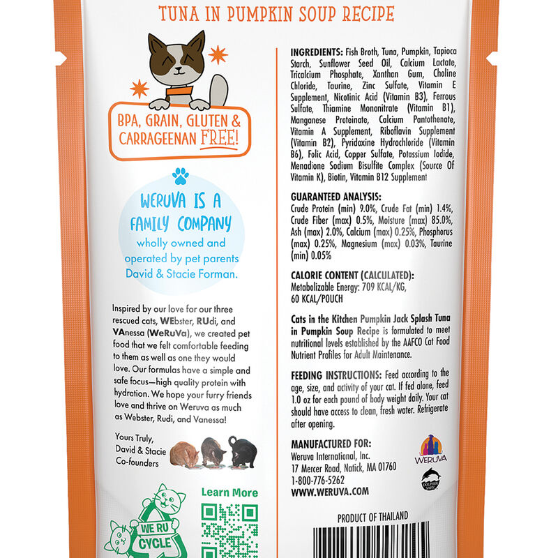 Weruva, Can Feline - Pumpkin Jack Splash - Tuna in Pumpkin Soup - 85g - Shreds - Wet Cat Food image number null