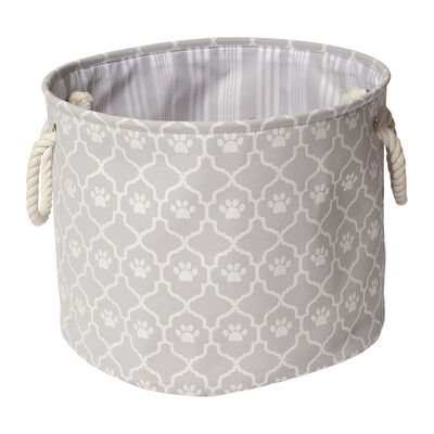 Pet Posse, Round Paw Toy Storage Bin - Grey