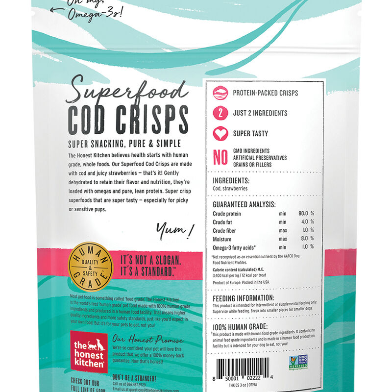 The Honest Kitchen, Superfood Cod Crisps, Cod & Strawberry - Dog Treat image number null