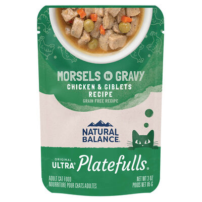 Natural Balance, Platefulls Cat Pouch, Chicken & Giblets in Gravy - 85 g - Wet Cat Food