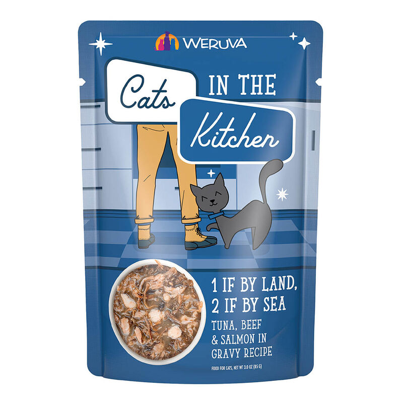 Weruva, Pouch, Feline Adult - 1 If By Land, 2 If By Sea - 85 g - Shreds - Wet Cat Food image number null