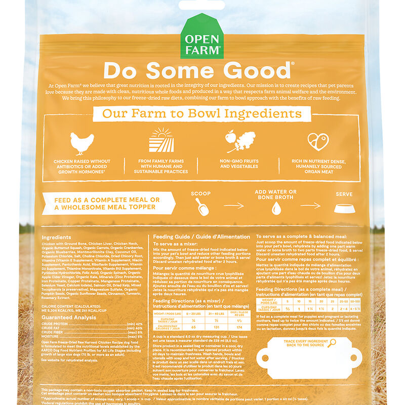 Open Farm, Harvest Chicken Freeze Dried Raw Dog Food - Freeze Dried Dog Food image number null