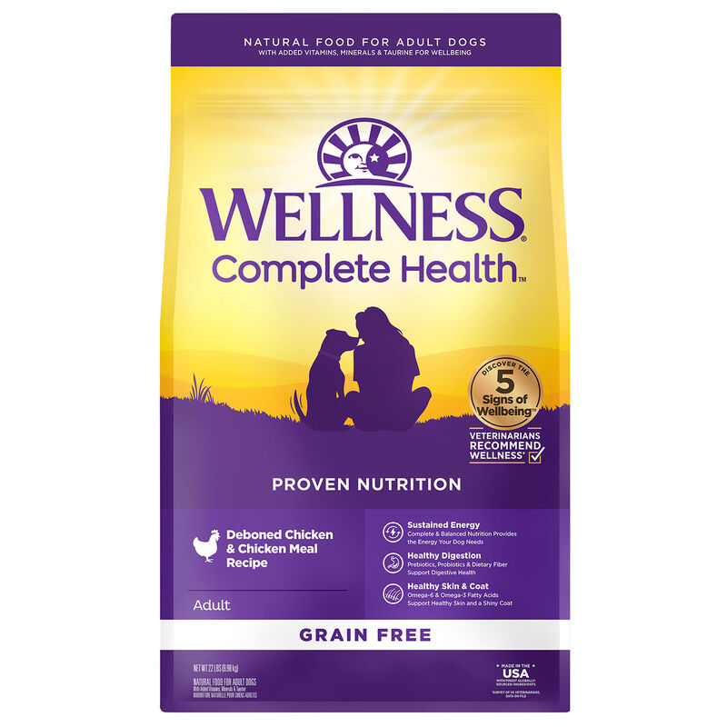 Wellness, Adult Complete Health - Grain Free Deboned Chicken & Chicken Meal - 9.9 kg - Dry Dog Food image number null