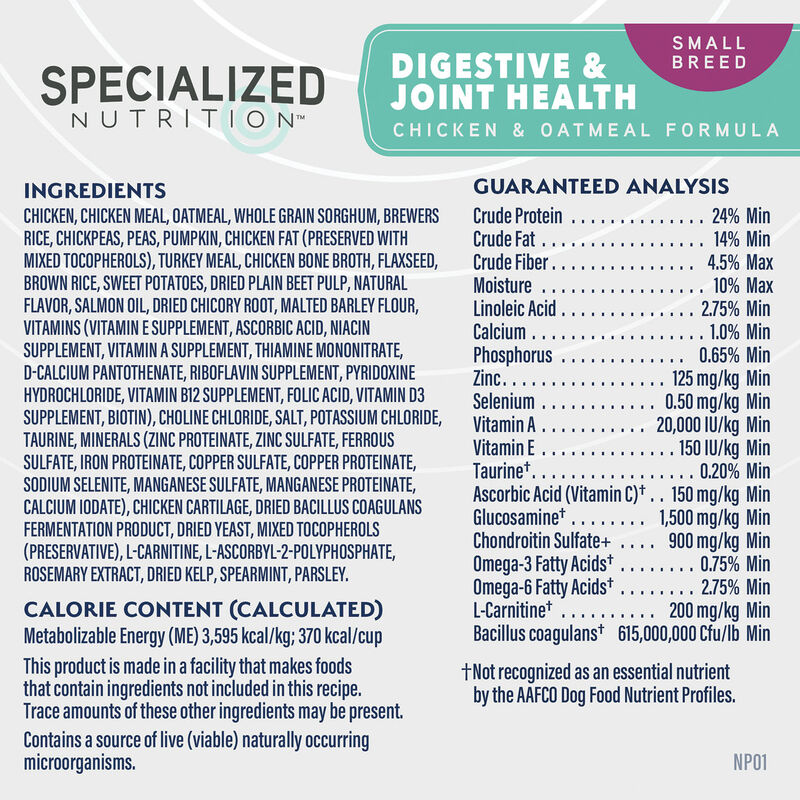 Natural Balance, Specialized Nutrition - Small Breed Digestive & Joint Health Chicken & Oatmeal Form image number null