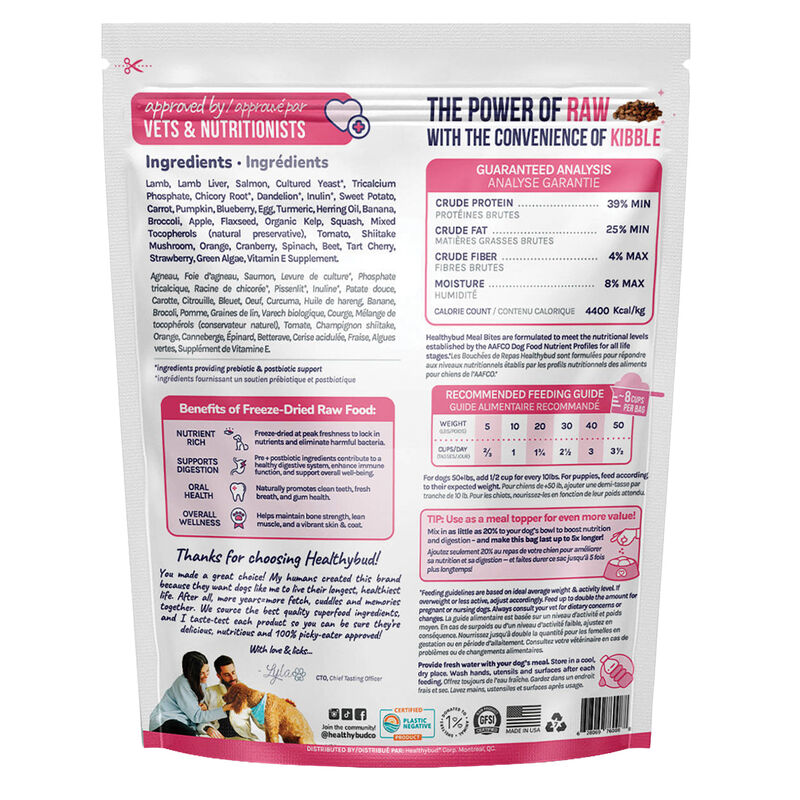 Healthybud, Freeze-Dried Lamb and Salmon Meal Bites 397g - Freeze Dried Dog Food image number null