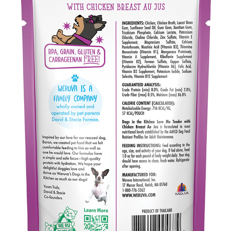 Weruva, Pouch, Adult - Luv Me Tender - 80 g - Minced - Wet Dog Food image number null