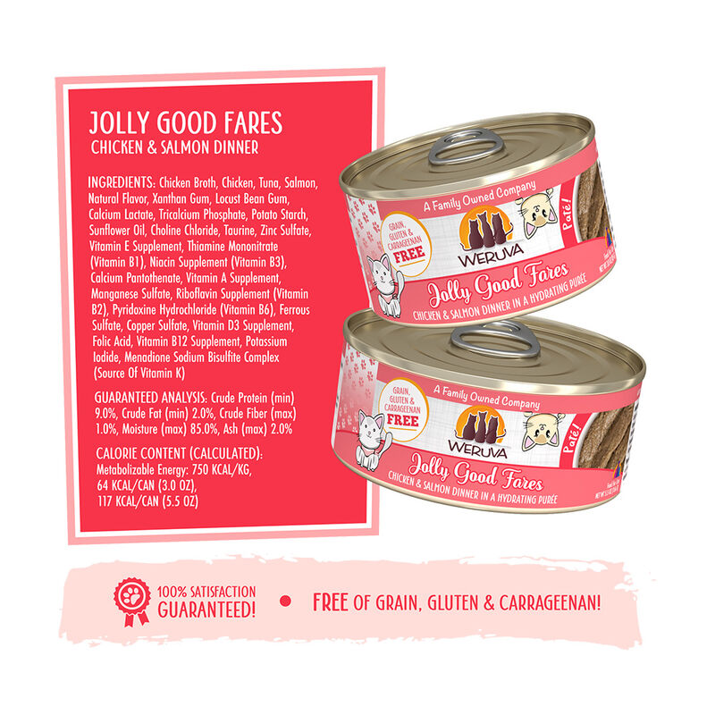 Weruva, Can Feline - Jolly Good Fares - Chicken & Salmon - 156 g - Pate - Wet Cat Food image number null