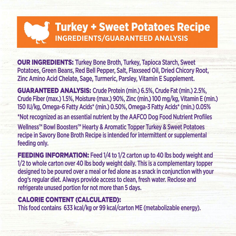 Wellness, Bowl Boosters - Hearty Toppers - Turkey & Sweet Potatoes in Bone Broth - 156 g - Wet Dog F image number null