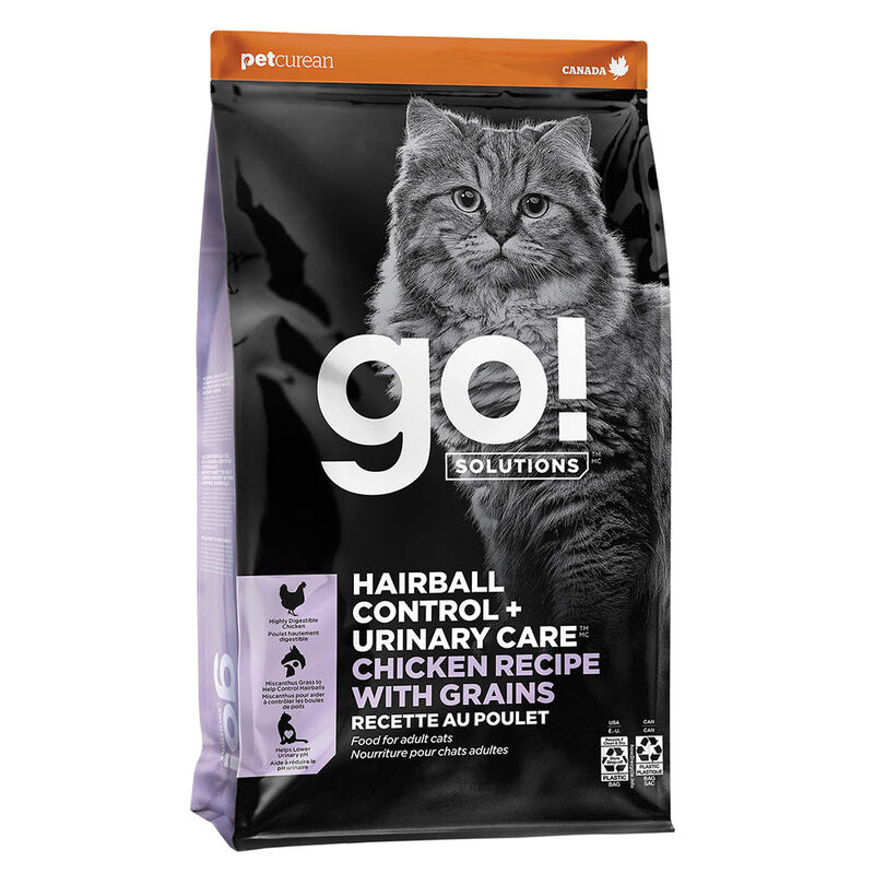 GO! SOLUTIONS,  Feline Adult - Hairball Control & Urinary Care - Chicken with Grains - Dry Cat Food image number null