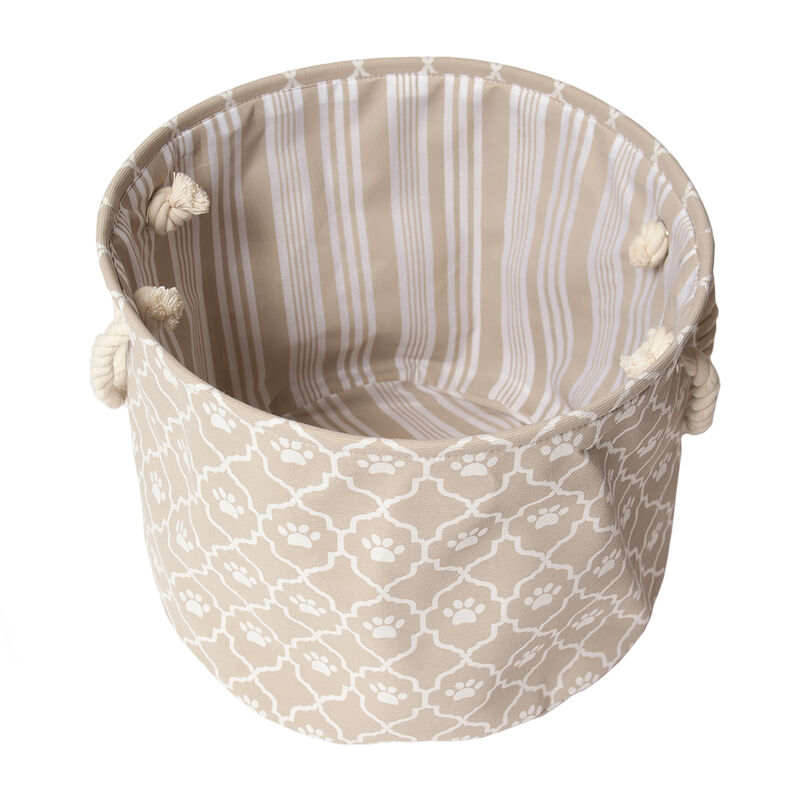 Pet Posse, Round Paw Toy Storage Bin - Beige image number null