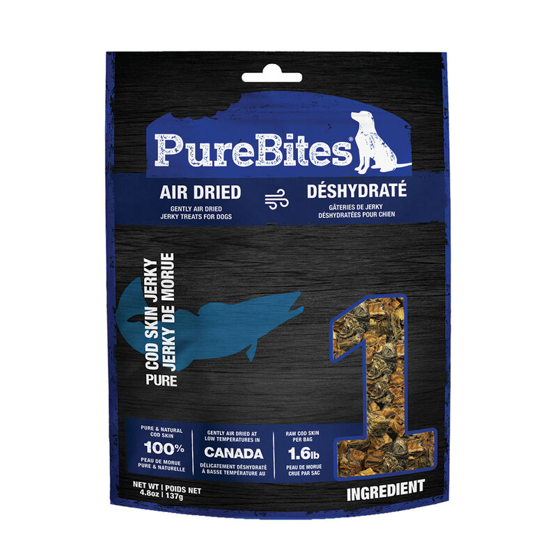 PureBites, Mid Size - Cod Skin Jerky - 137 g - Freeze Dried Dog Treat image number null