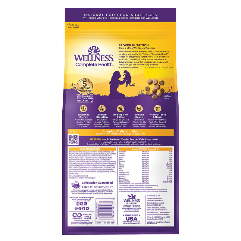 Wellness, Feline Adult - GF Complete Health - Indoor - Chicken - Dry Cat Food image number null