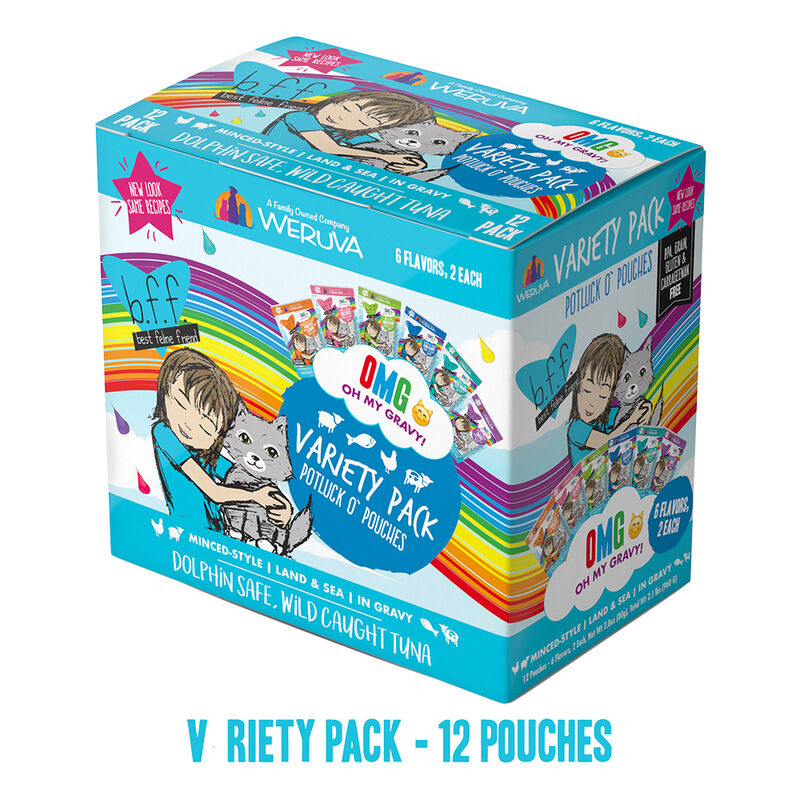Weruva, Pouch, Feline Adult - Potluck Variety 12pk - 80 g - Minced  - Wet Cat Food image number null