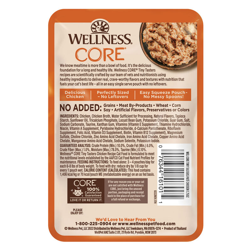 Wellness, Pouch, Feline Adult - Core Tiny Tasters - Chicken - 50 g - Wet Cat Food image number null