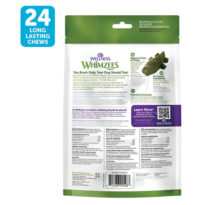 Whimzees, Dental Treat, Alligator Value Pouch - Small- 24 Pc image number null