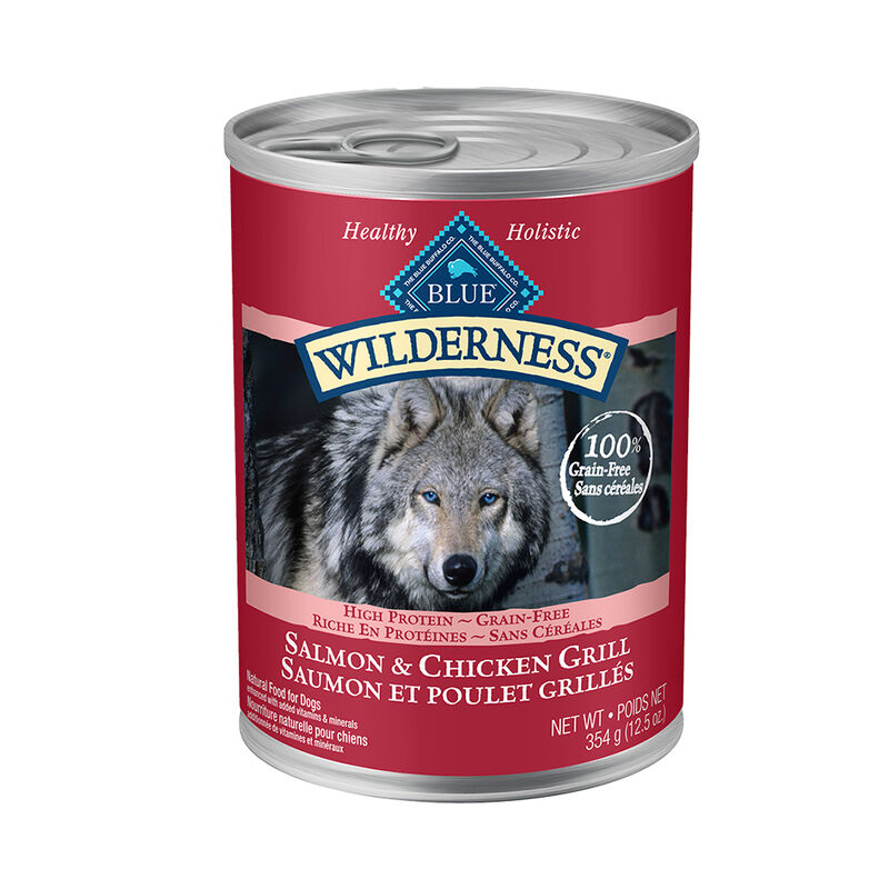 Blue Buffalo, Canned Dog Food, Wilderness, Salmon & Chicken Grill - 354 g - Wet Dog Food image number null