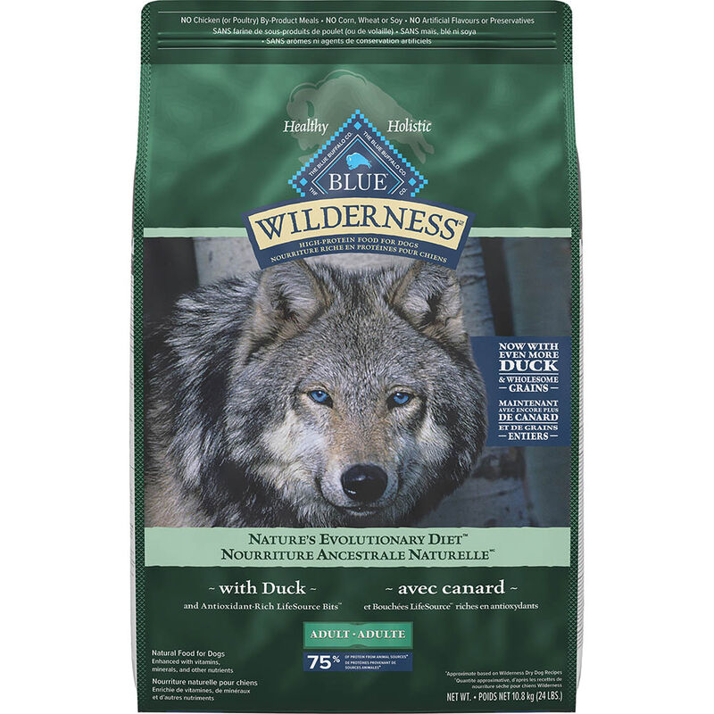 Blue Buffalo, Wilderness with More Meat & Wholesome Grains Adult Dog - Duck - Dry Dog Food image number null