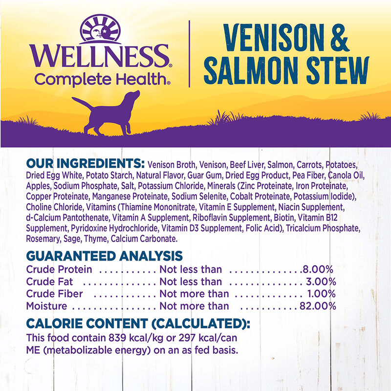Wellness, Canned Dog Food, Chunks & Gravy, Venison & Salmon Stew with Carrots & Potatoes - 12.5 oz - image number null