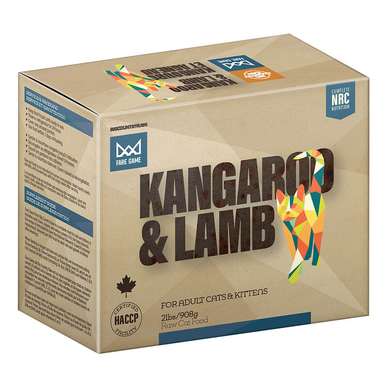 Big Country Raw, Fare Game - Kangaroo and Lamb - 4 x 1/2 lb - Frozen Cat Food image number null