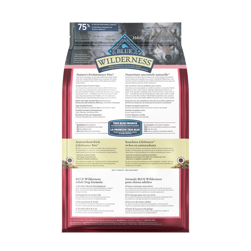 Blue Buffalo, Wilderness with More Meat & Wholesome Grains Adult Dog - Salmon - Dry Dog Food image number null