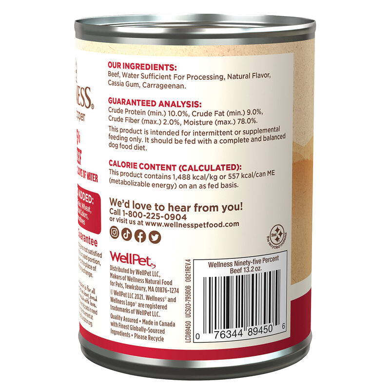 Wellness, Canned Dog Food, Mixers & Toppers, 95% Beef - 13 oz - Wet Dog Food image number null