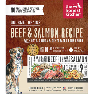 The Honest Kitchen, Gourmet Grains, Beef & Salmon Recipe - Freeze Dried Dog Food