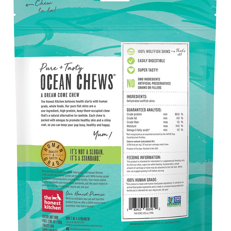 The Honest Kitchen, Ocean Chews -  Wolffish Skins - Dog Rawhide & Natural Chews image number null